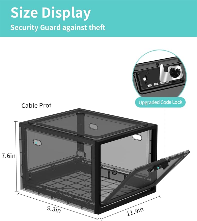 Large Medicine Lock Box for Safe Medication, Lockable Storage Box for Fridge/Snacks Food, Phone Lock Boxes with Combination Code for Home/Dorms/Office Storage Lockers (Black)
