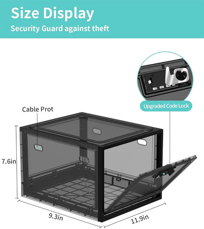 Large Medicine Lock Box for Safe Medication, Lockable Storage Box for Fridge/Snacks Food, Phone Lock Boxes with Combination Code for Home/Dorms/Office Storage Lockers (Black)
