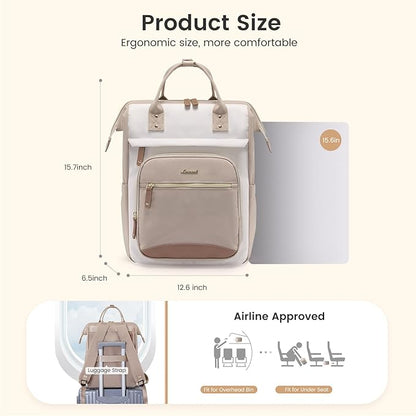 LOVEVOOK Laptop Backpack for Women Work Bag with Large Capacity Cup Side Pocket, 15.6 Inch Waterproof Computer Backpacks (Bean-green, 15.6INCH)