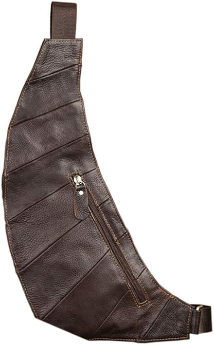 Hebetag Leather Sling Bag Crossbody Backpack for Men Women Travel Outdoor Camping