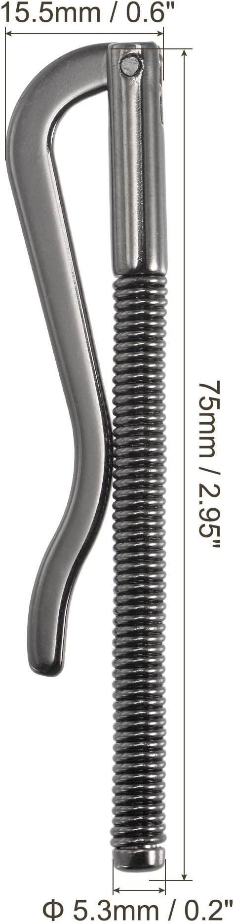 PATIKIL 75mm Spring Clip Bar, Metal Slim Open Coil Holder Clamp for Wallet Credit Card Leather Craft - 5 Pack (Black)