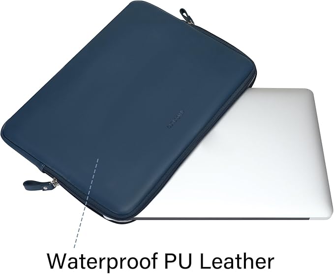 MOSISO Laptop Sleeve Bag 13 inch Compatible with MacBook Neo 13 A18/Air 13.6 inch 2026-2022 M4 M3 M2/Air 13 inch 2022-2018 M1/Pro 13 2026-2016 M2 M1, PU Leather Padded Bag Waterproof Case,Peacock Blue