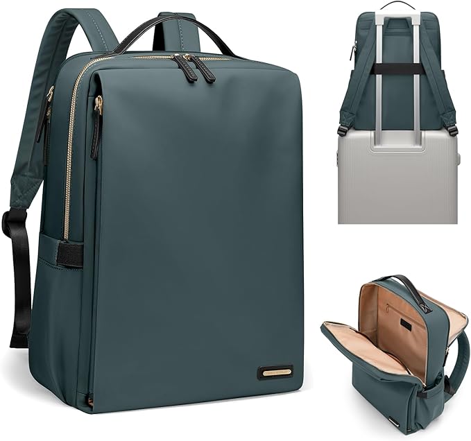 GOLF SUPAGS Stylish Laptop Backpack for Women Airline Approved Perfect for Work College and Travel Multi-Functional Casual Daypack Fits 14 Inch Notebook (Atrovirens)