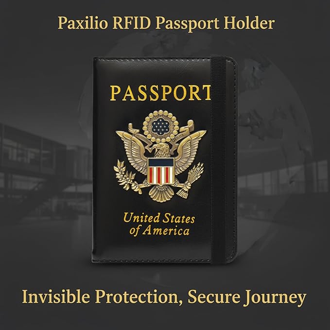 RFID Passport Holder for Travel, Leather Passport Cover RFID Blocking, Slim Durable Passport Wallet Organizer for Men Women, Travel-Friendly Case (Purple)
