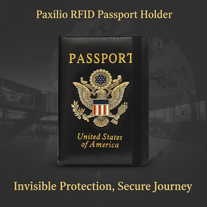 RFID Passport Holder for Travel, Leather Passport Cover RFID Blocking, Slim Durable Passport Wallet Organizer for Men Women, Travel-Friendly Case (Purple)