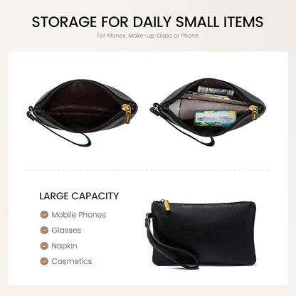 LOVEVOOK Laptop Tote Bag for Women, 15.6 Inch Work Bags, Vintage Leather Tote Bag, Waterproof Computer Bags with Clutch Purse, Large Capacity Messenger Bag for Teacher College Business Office