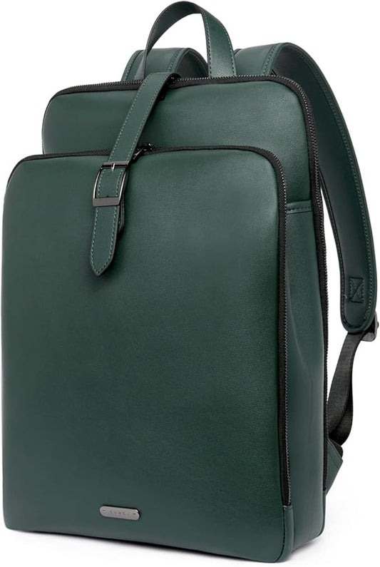 CLUCI Leather Backpack for Women, 15.6 inch Laptop Bag, Large Genuine Work Backpack Travel Back