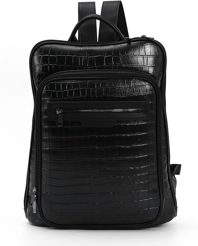 Leather Laptop Backpack, Women and Men Backpack Travel Business Work College Water Resistant Anti Theft Daypack Large fits for 15.6 inch Notebook Computer bag, Black…
