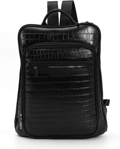 Leather Laptop Backpack, Women and Men Backpack Travel Business Work College Water Resistant Anti Theft Daypack Large fits for 15.6 inch Notebook Computer bag, Black…