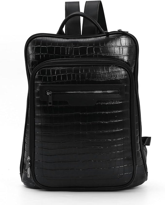 Leather Laptop Backpack, Women and Men Backpack Travel Business Work College Water Resistant Anti Theft Daypack Large fits for 15.6 inch Notebook Computer bag, Black…