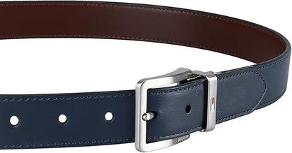 Tommy Hilfiger Men's Reversible Leather Belt, 2‑in‑1 Design for Dress Or Casual Wear