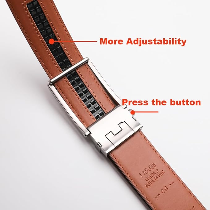 Fabio Valenti Mens Belt,Ratchet Belt Dress with 1 3/8" Genuine Leather with Easier Adjustable Buckle, Trim to Fit