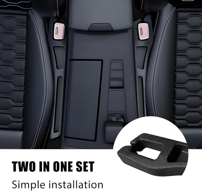 Car Seat Gap Filler, 2PCS Crevice Blocker Stopper Between Vehicle Seat Console, No Drop Automotive Fill Crevice Guard Interior Accessories, Universal for SUV Truck Sedan (Black)