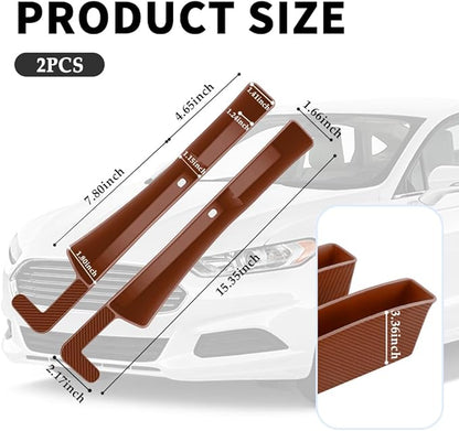 Stacool 2PCS New Car Seat Gap Filler with 2 Storage Areas,Stylish Car Seat Gap Storage for Stabilizing Phone,Keys Wallet,Universal Car Seat Gap Filler Organizer (Carbon Brown)