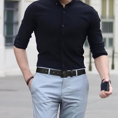 VONMELLI Nickel Free Leather Belt for Men, Non Metal TSA Approved Men’s Belt for Jeans with Hypoallergenic Buckle