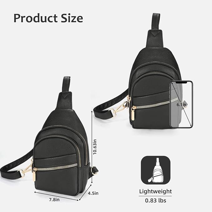 ANPTER Sling Bag for Men Crossbody Chest Bag,PU leather Over the Shoulder Purse Cross Body Sling Backpack for Travel
