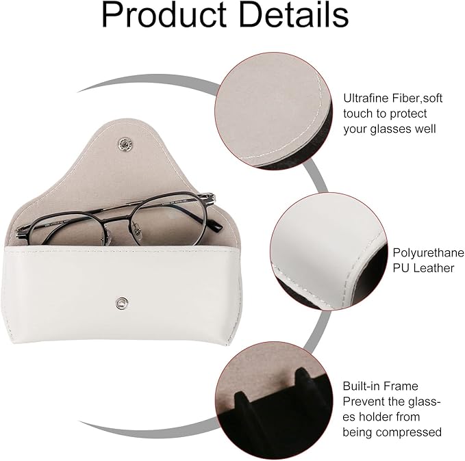 LogHog Portable Leather Glasses Case,Flexible Sunglasses Pouch Slim Case for Women Men Horizontal Eyeglass Case