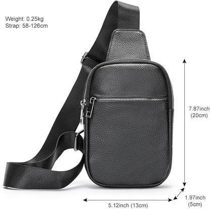 Genuine Leather Sling Bags for Men Crossbody Purse Vintage Small Messenger Shoulder Bag for Phone Side Chest Daypack Bag