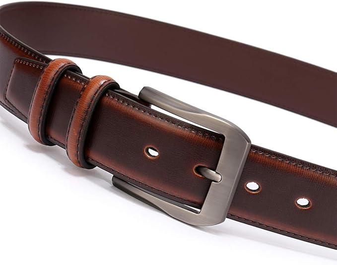 beltox fine Men’s Casual Leather Jeans Belts 1 1/2” Wide 4MM Thick Alloy Prong Buckle Work Dress Belt for Men