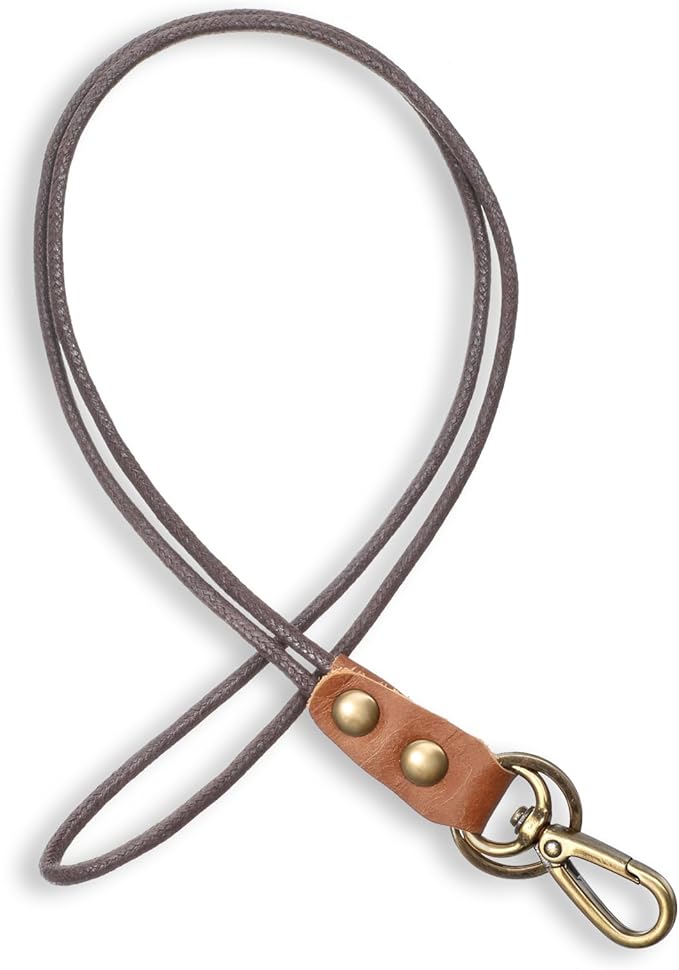 Leather Lanyard,Retro Leather Lanyards for ID Badges,Keys(13.8 In Neck Lanyard,Brown)