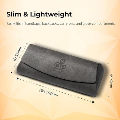 Triskel Curved-Top Eyewear Case – Hard Shell PU Leather Glasses Case with Soft Lining, Lightweight with Magnetic Closure