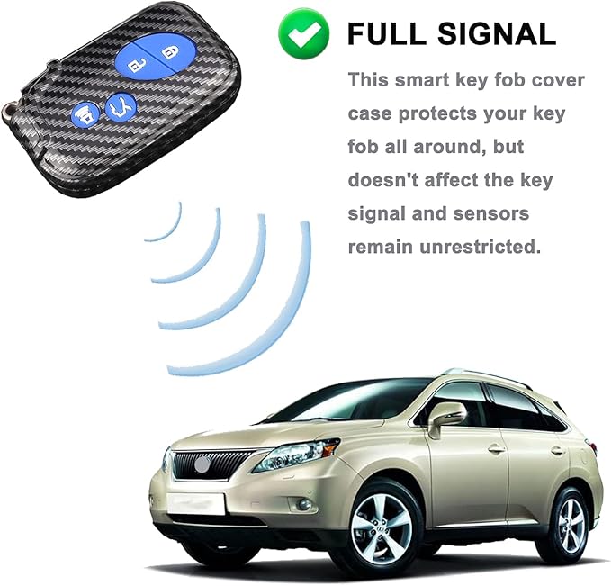 Key Fob Cover Case Fit for 2005-2018 Lexus ES350 GS300 GS350 GS430 GS450h ISC IS250 IS350 LS460 LS600h Keyless Entry Remote Case Holder ABS Carbon Fiber Pattern (Blue)