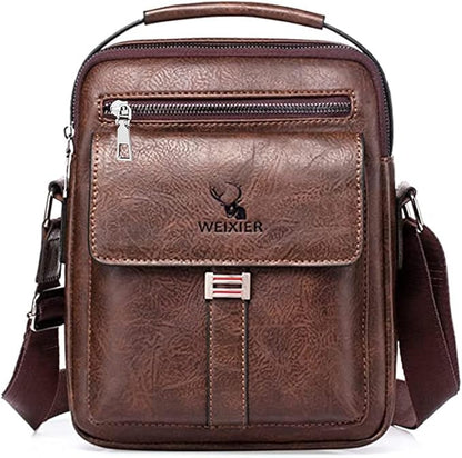 Zipper Buckle Leather Messenger Bag Crossbody Shoulder Bag Vintage Handle Bags | Zipper, Buckle, Leather, Vintage