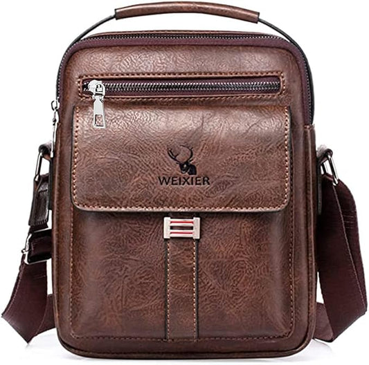 Zipper Buckle Leather Messenger Bag Crossbody Shoulder Bag Vintage Handle Bags | Zipper, Buckle, Leather, Vintage