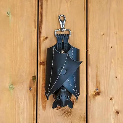 Leather Bat Coin Purse,Handcrafted Leather Bat Coin Purse with Wings,Leather Suede Bat Keychain Wallet for Bags & Belts (3pcs)