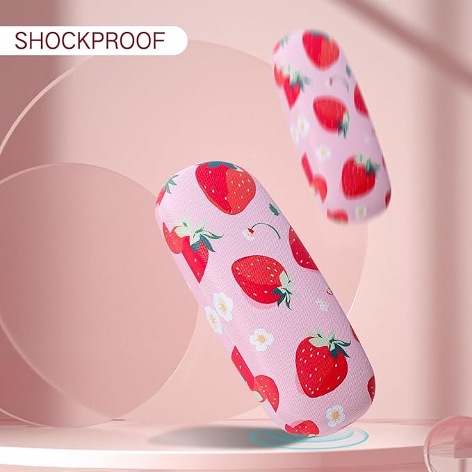 PERFECTSIGHT Hard Shell Eyeglasses Case, PU Leather Protective Glasses Case, Cute Eyeglass Case for Women Men Girls
