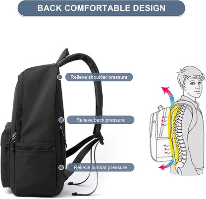 School Black Small Aesthetic Backpack Lightweight Water-resistant Simple Casual Daypack GymBackpack Suitable for Teenagers Kids School College Travel
