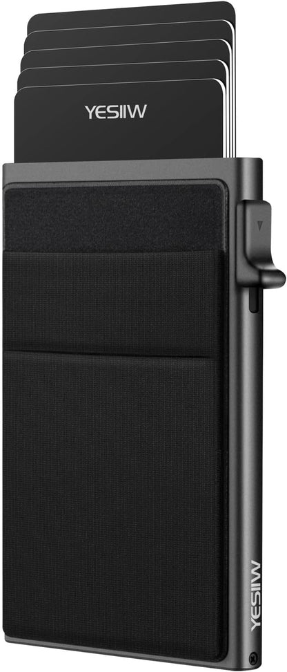 YESIIW Credit Card Holder Wallet for Men RFID Blocking Slim Minimalist Metal Wallet with Money Pocket Contactless Card Protector