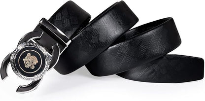 Dubulle Designer Ratchet Belt for Men Leather Fashion Adjustable Automatic Buckle Sliding Removable Dress Casual