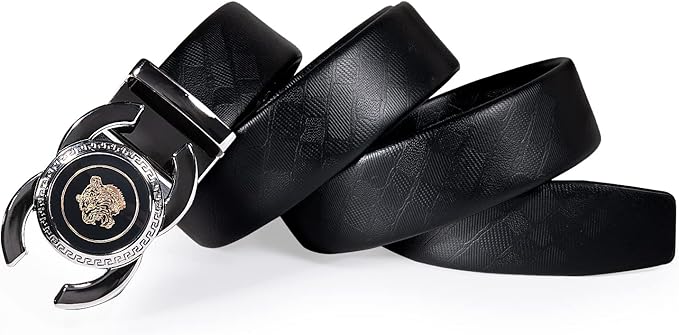Dubulle Designer Ratchet Belt for Men Leather Fashion Adjustable Automatic Buckle Sliding Removable Dress Casual