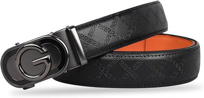 Aurolran Men&Womens Leather Dress Belt Business Automatic Buckle Belt Color-Black Silver Gold