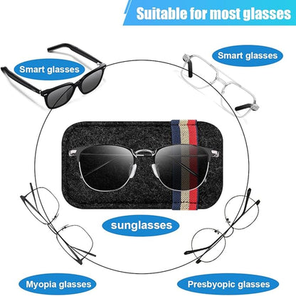 Sunglass Holder for Car Sun Visor Organizer – 6.1"×3.6" Soft Felt Eyeglasses Organizer Card Pocket for Pen Invoice, Universal Clip-on Glasses Holder Storage Pouch for Cars SUV Trucks (Black)