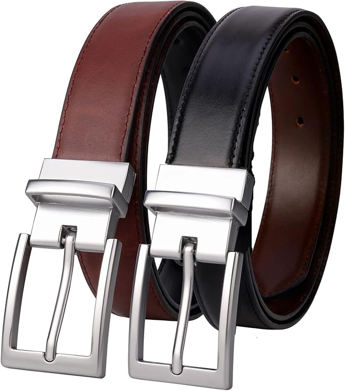 Lavemi Mens Belt Reversible 100% Italian Leather Dress Casual,One Reverse for 2 Colors,Trim to Fit
