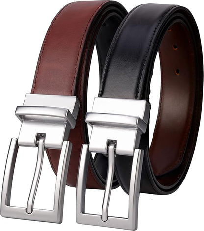 Lavemi Mens Belt Reversible 100% Italian Leather Dress Casual,One Reverse for 2 Colors,Trim to Fit