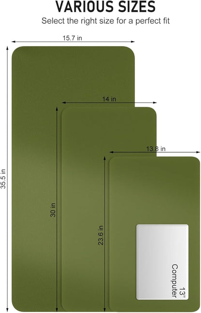 Desk Pad, 30" x 14" PU Leather Non-Slip Desk Mat Large Mouse Pad for Desktop, Waterproof Laptop Computer Writing Mat for Office, Home, Work, Gaming, Grass Green