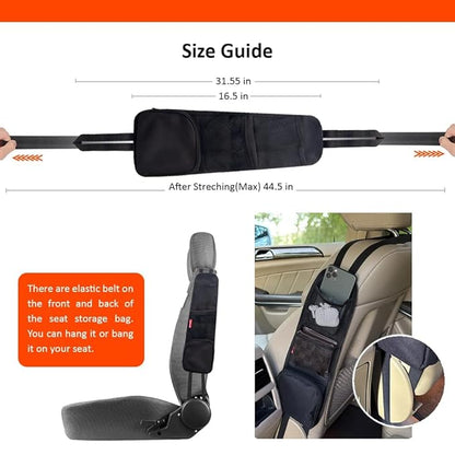 Luckybay Car Seat Side Organizer, Auto Seat Storage Hanging Bag, Phones, Drink, Stuff Holder with Mesh Pocket for Cars, SUV & Truck
