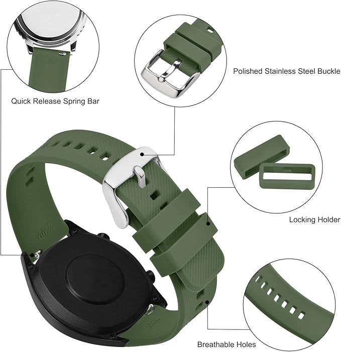 BISONSTRAP Watch Strap 18mm 19mm 20mm 21mm 22mm, Quick Release Silicone Watch Bands for Men Women
