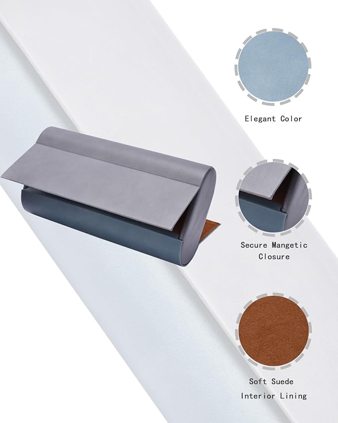 Philley Dual Glasses Case 2-in-1 PU Leather Hard Shell Double Eyeglasses case for Women & Men