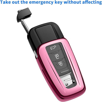Autophone for Toyota Key Fob Cover with Keychain Soft TPU Key Shell Case,For 2019-2026 Rav4 2020-2022 Highlander Corolla Prius 2018-2024 Camry C-HR Avalon GT86 2021-2024 4runner(Pink)