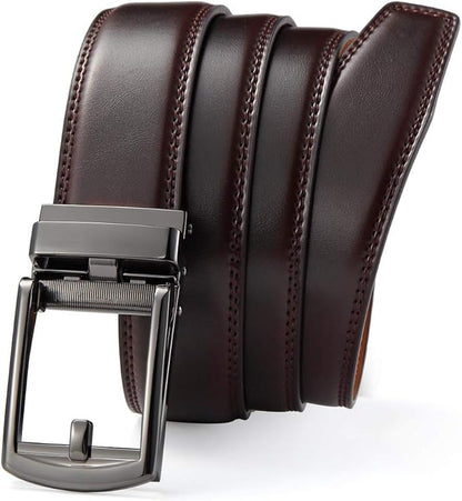 Lingli Men's Belt,Ratchet Dress Belt with Automatic Buckle Brown/Black-Trim to Fit-35mm wide