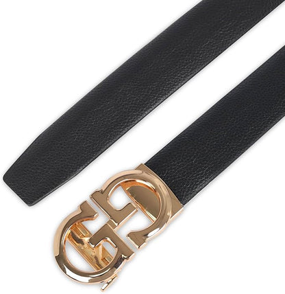Aurolran Men&Womens Leather Dress Belt Business Automatic Buckle Belt Color-Black Silver Gold