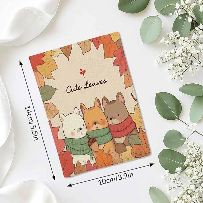 Autumn Passport Holder for Travel Maple Leaves Three Little Bears PU Leather Passport Cover Wallet Cute Passport Card Holder for Women and Men
