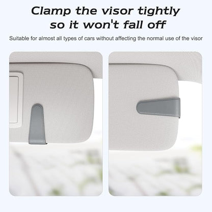 Sotfamily Sunglass Holder for Car Visor, Suede Cloth Magnetic Sunglass Organizer for Car Accessories, 2 Packs, Gray