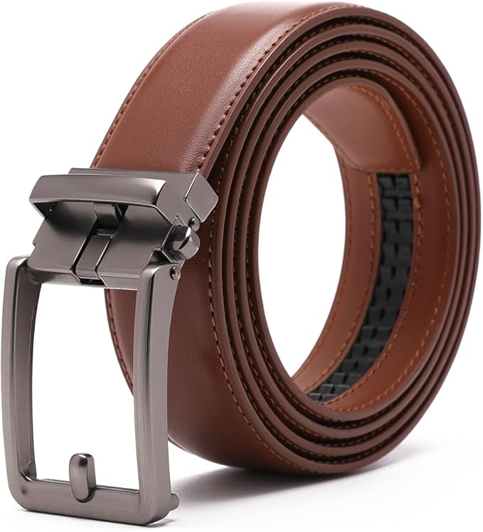 Fabio Valenti Mens Belt,Ratchet Belt Dress with 1 3/8" Genuine Leather with Easier Adjustable Buckle, Trim to Fit
