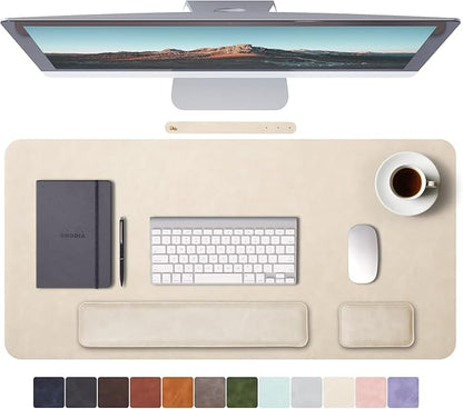 RENMTURE Large Mouse Pad and Keyboard Wrist Rest, Desk Pad for Keyboard and Mouse, Large Gaming Mouse Pad with Wrist Support, Desk Mat for Work and Gaming (Apricot)