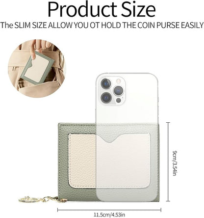 GAEKEAO Wallet Women RFID Blocking Small Bifold Vegan Leather Ladies Mini Purse with ID Window Zipper Change Pocket